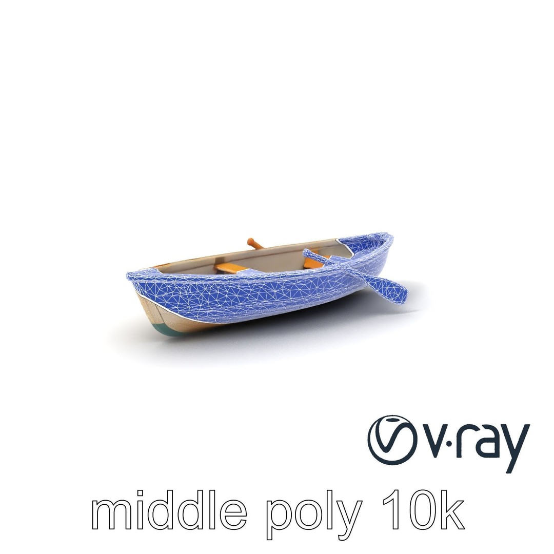 Vintage Rowboat 3D Model – Low Poly Game Asset, FBX, PBR Textures - View 7