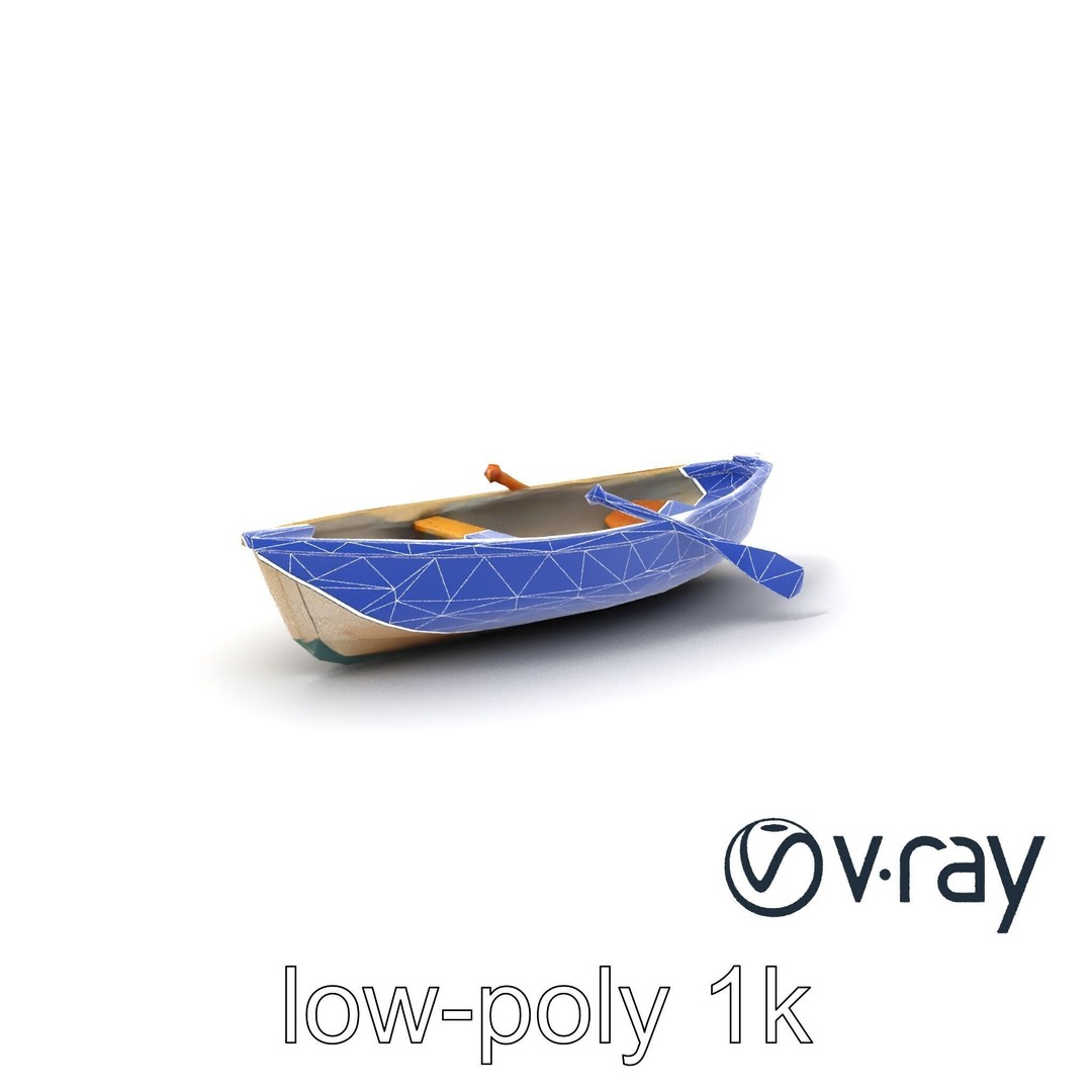 Vintage Rowboat 3D Model – Low Poly Game Asset, FBX, PBR Textures - View 8