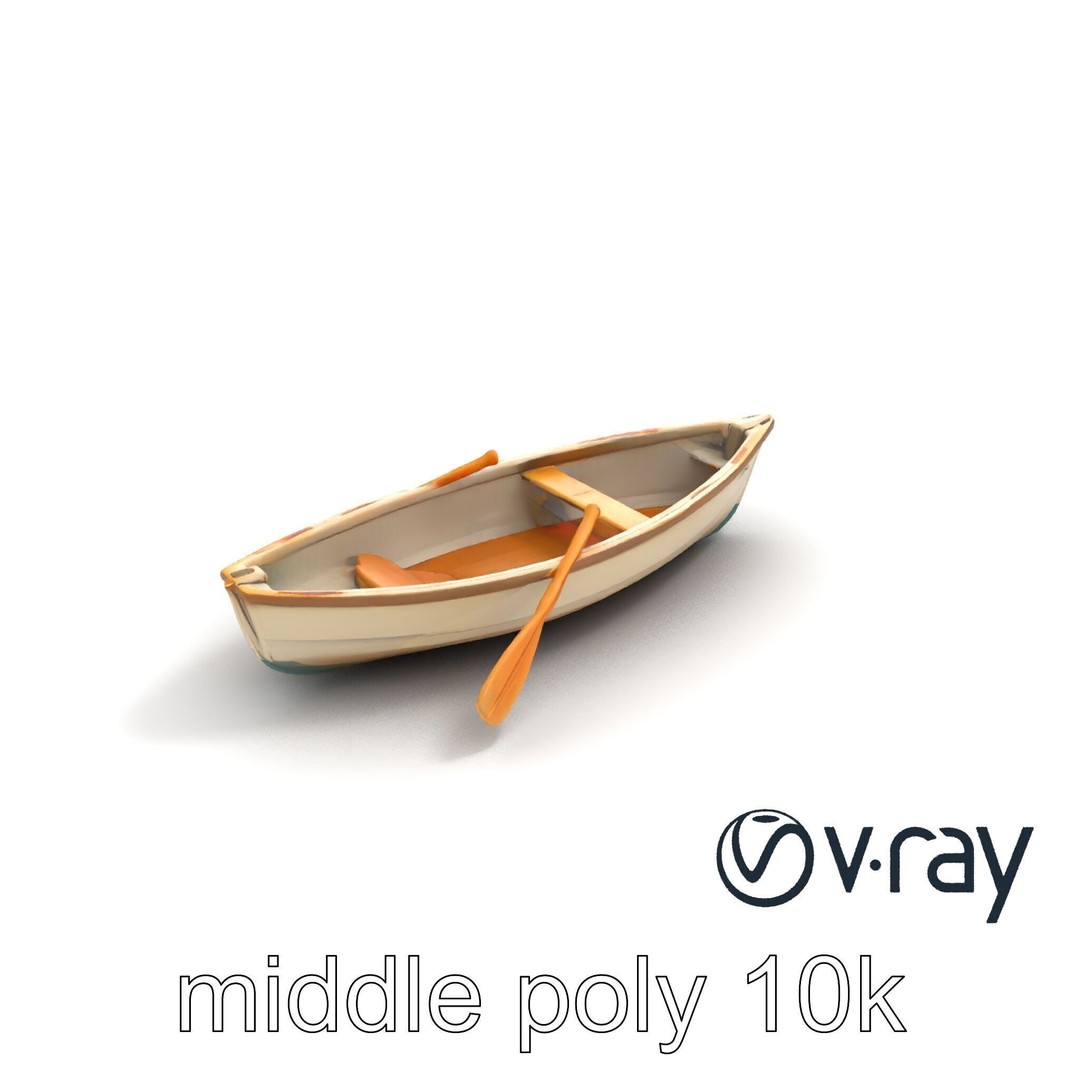 Vintage Rowboat 3D Model – Low Poly Game Asset, FBX, PBR Textures - View 9