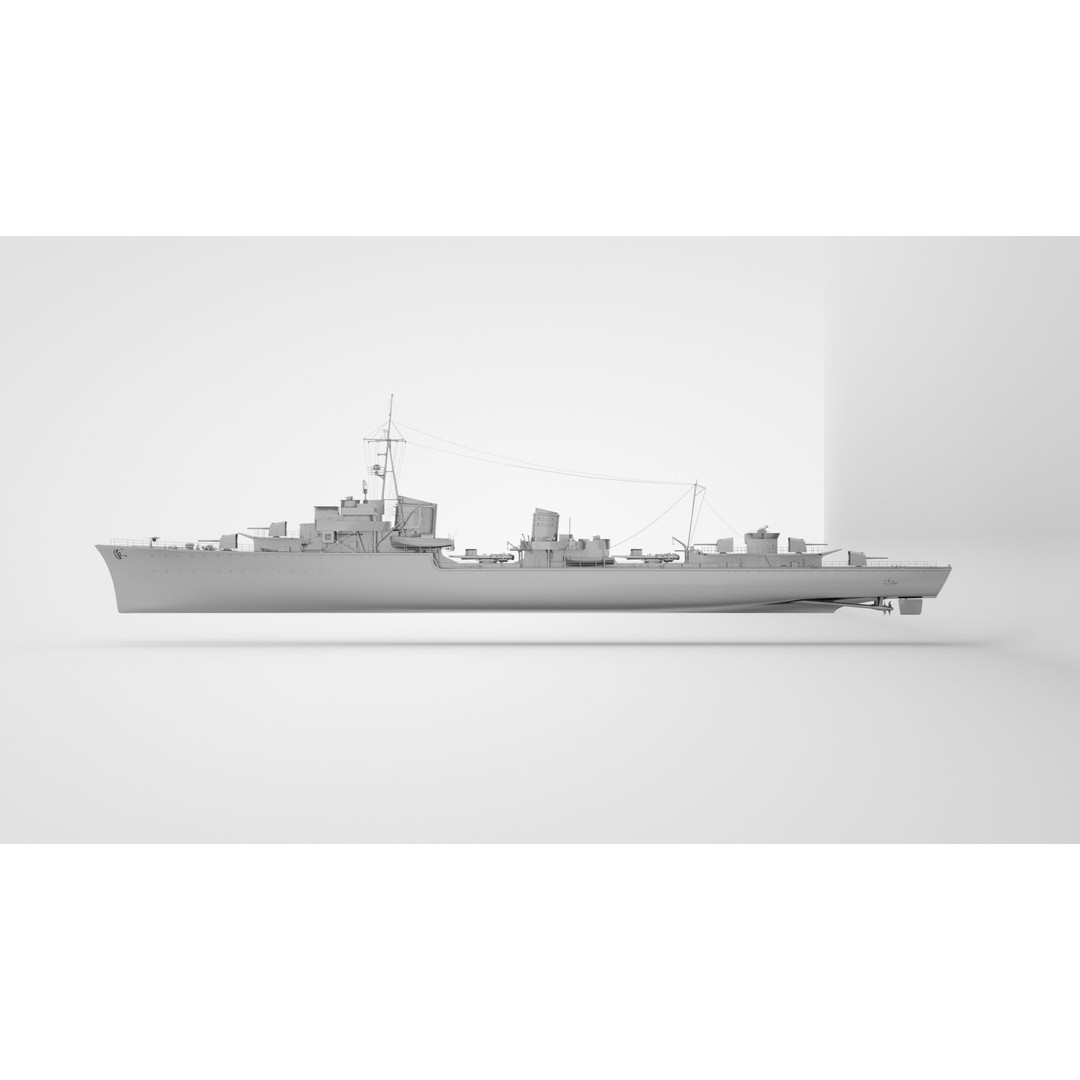 Type 1936 German Destroyer 3D Model – Low Poly Game Asset, FBX - View 10