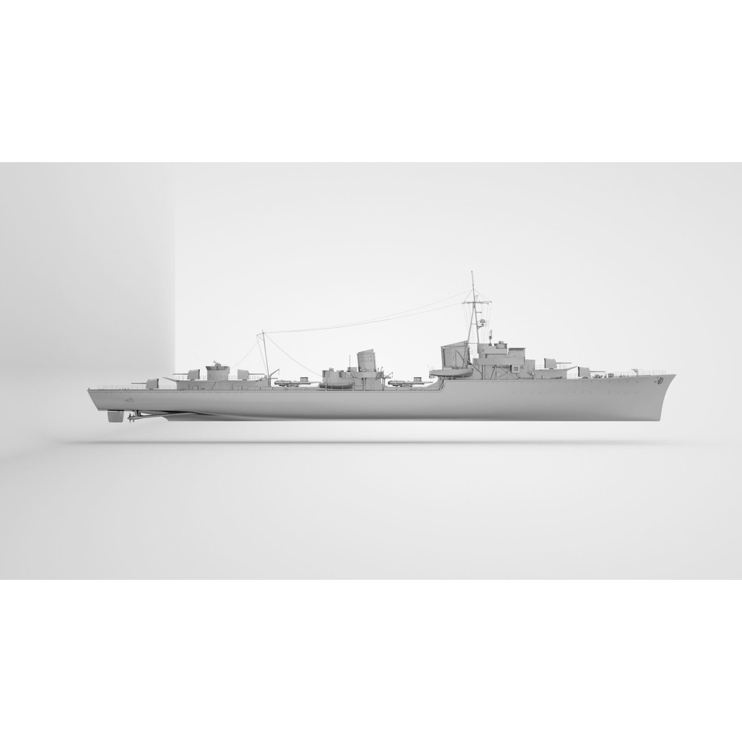 Type 1936 German Destroyer 3D Model – Low Poly Game Asset, FBX - View 11
