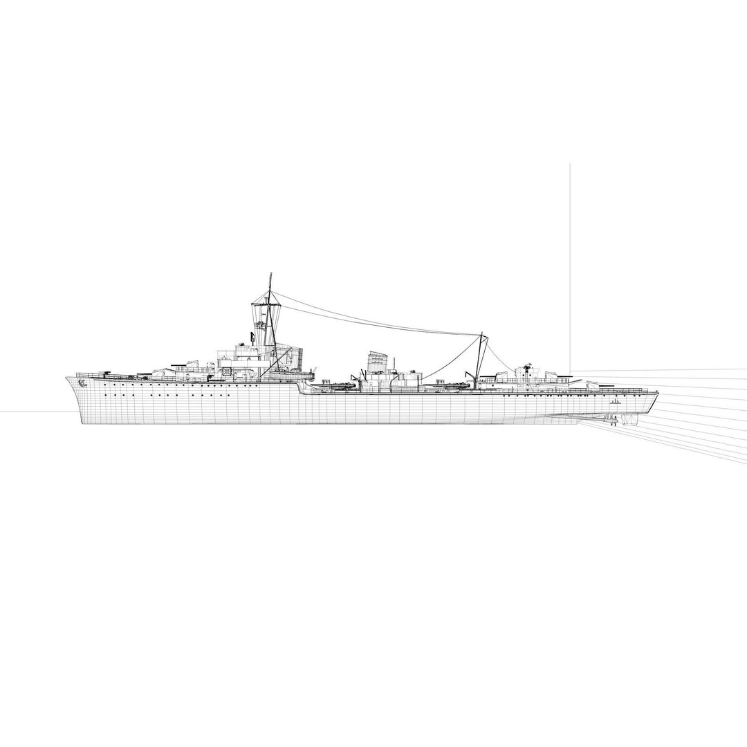 Type 1936 German Destroyer 3D Model – Low Poly Game Asset, FBX - View 16
