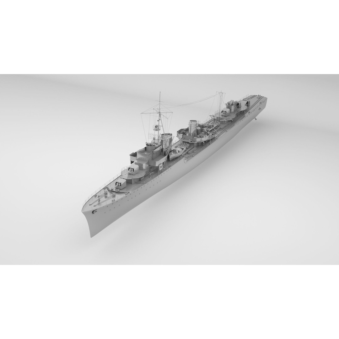 Type 1936 German Destroyer 3D Model – Low Poly Game Asset, FBX - View 3