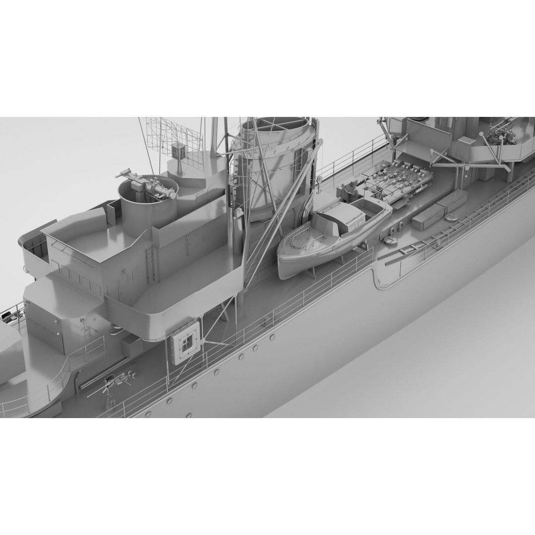 Type 1936 German Destroyer 3D Model – Low Poly Game Asset, FBX - View 6