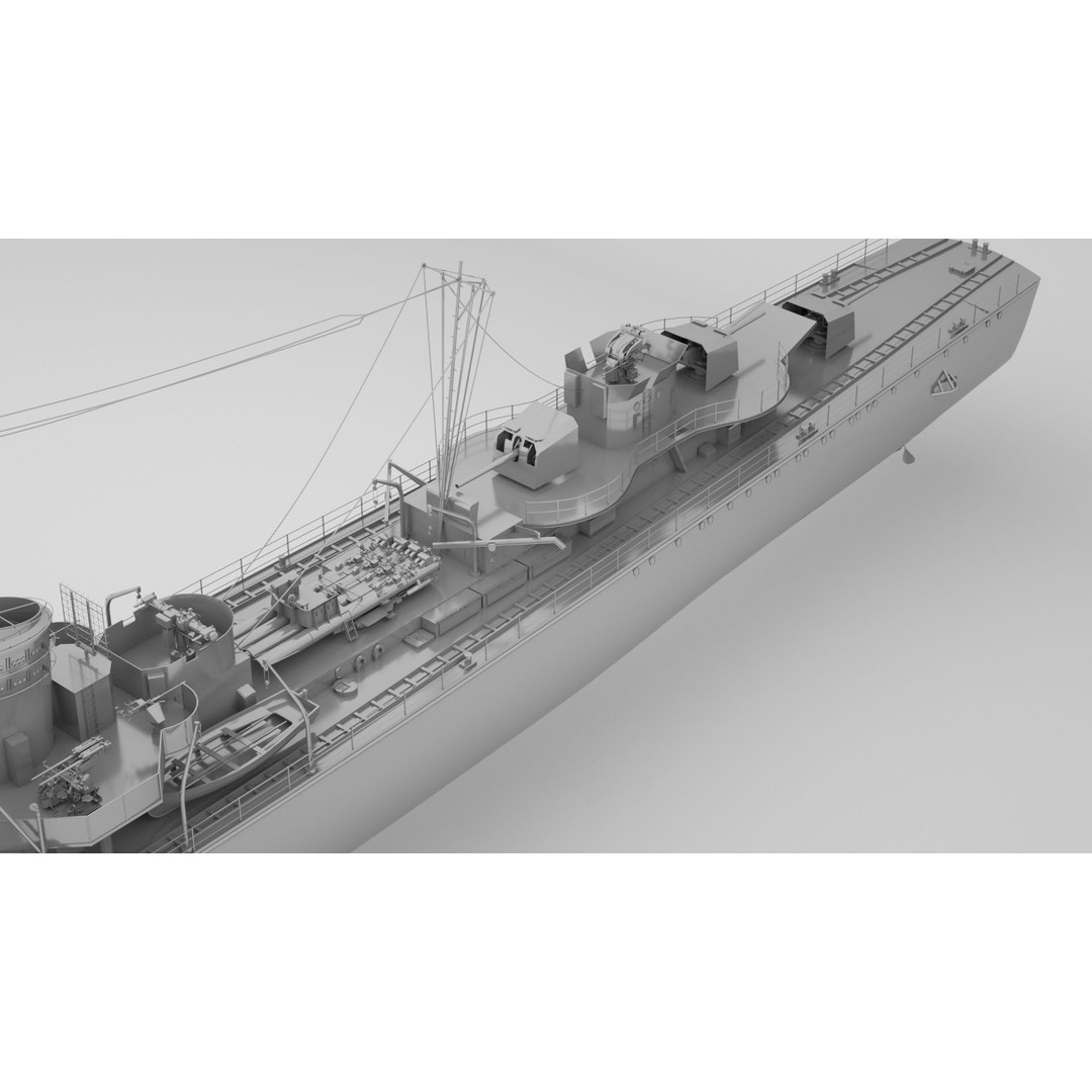 Type 1936 German Destroyer 3D Model – Low Poly Game Asset, FBX - View 8