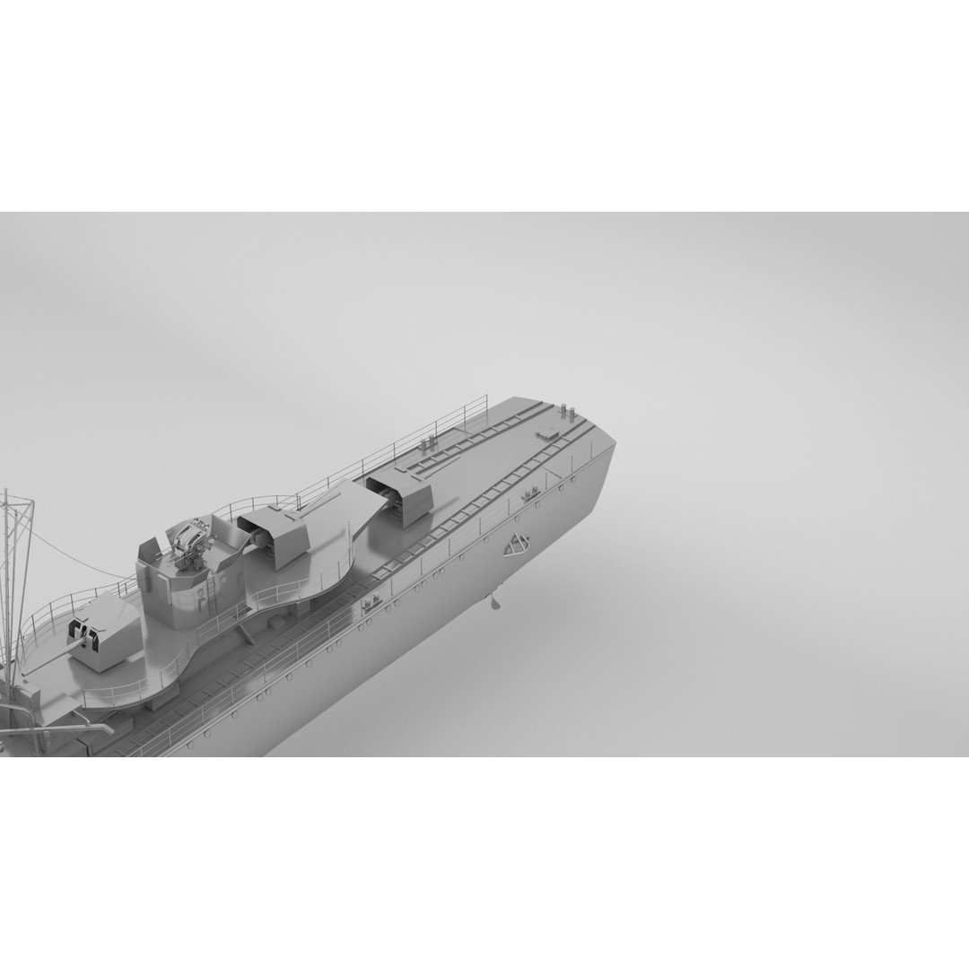 Type 1936 German Destroyer 3D Model – Low Poly Game Asset, FBX - View 9