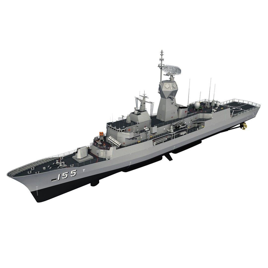 ANZAC MEKO Class Frigate 3D Model – Detailed Military Watercraft, FBX, PBR - View 13