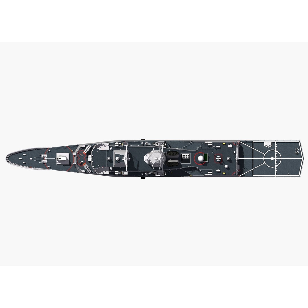 ANZAC MEKO Class Frigate 3D Model – Detailed Military Watercraft, FBX, PBR - View 29