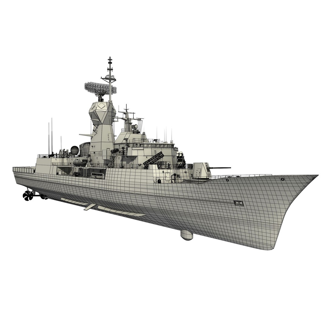 ANZAC MEKO Class Frigate 3D Model – Detailed Military Watercraft, FBX, PBR - View 3