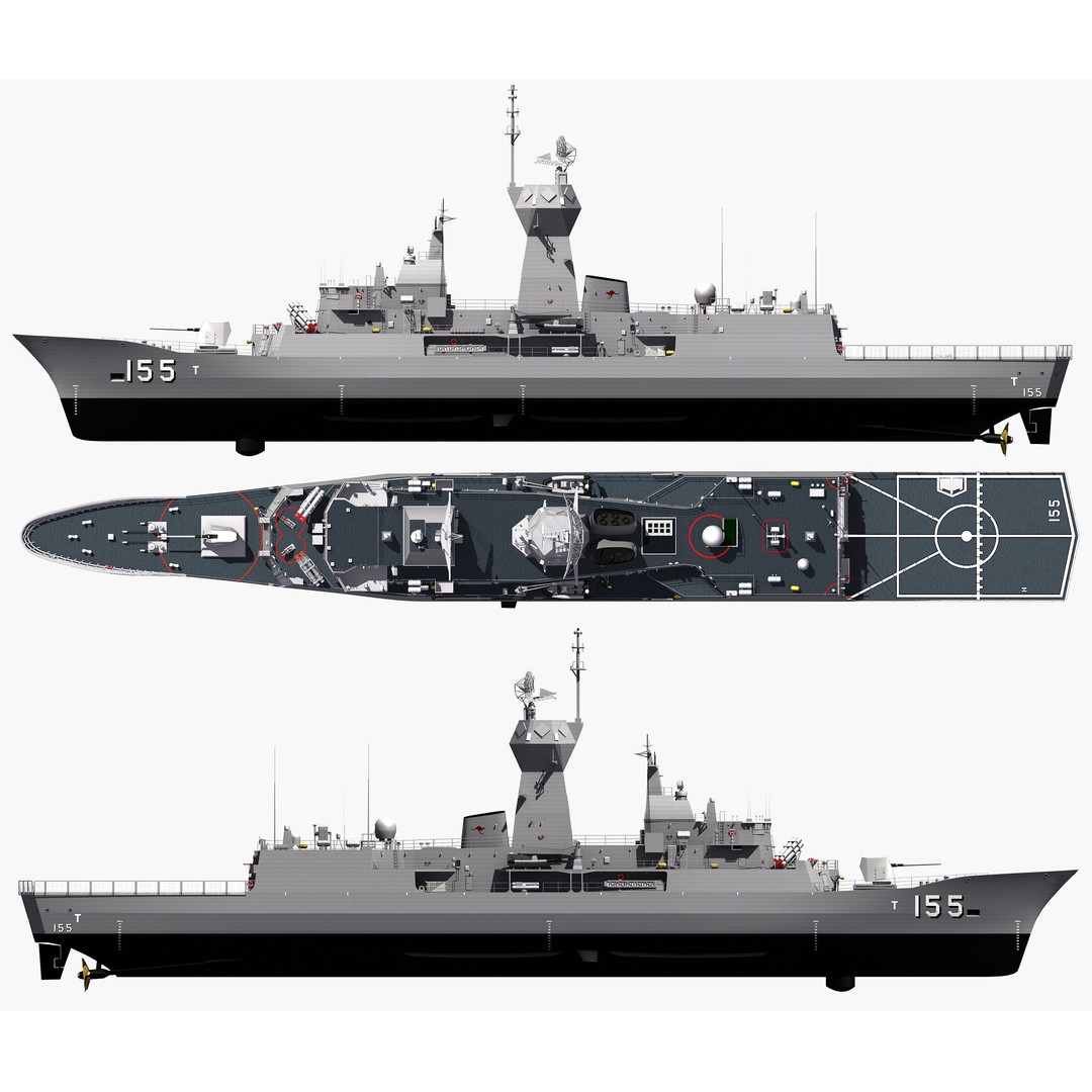 ANZAC MEKO Class Frigate 3D Model – Detailed Military Watercraft, FBX, PBR - View 32