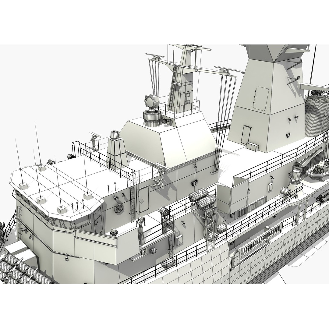 ANZAC MEKO Class Frigate 3D Model – Detailed Military Watercraft, FBX, PBR - View 37