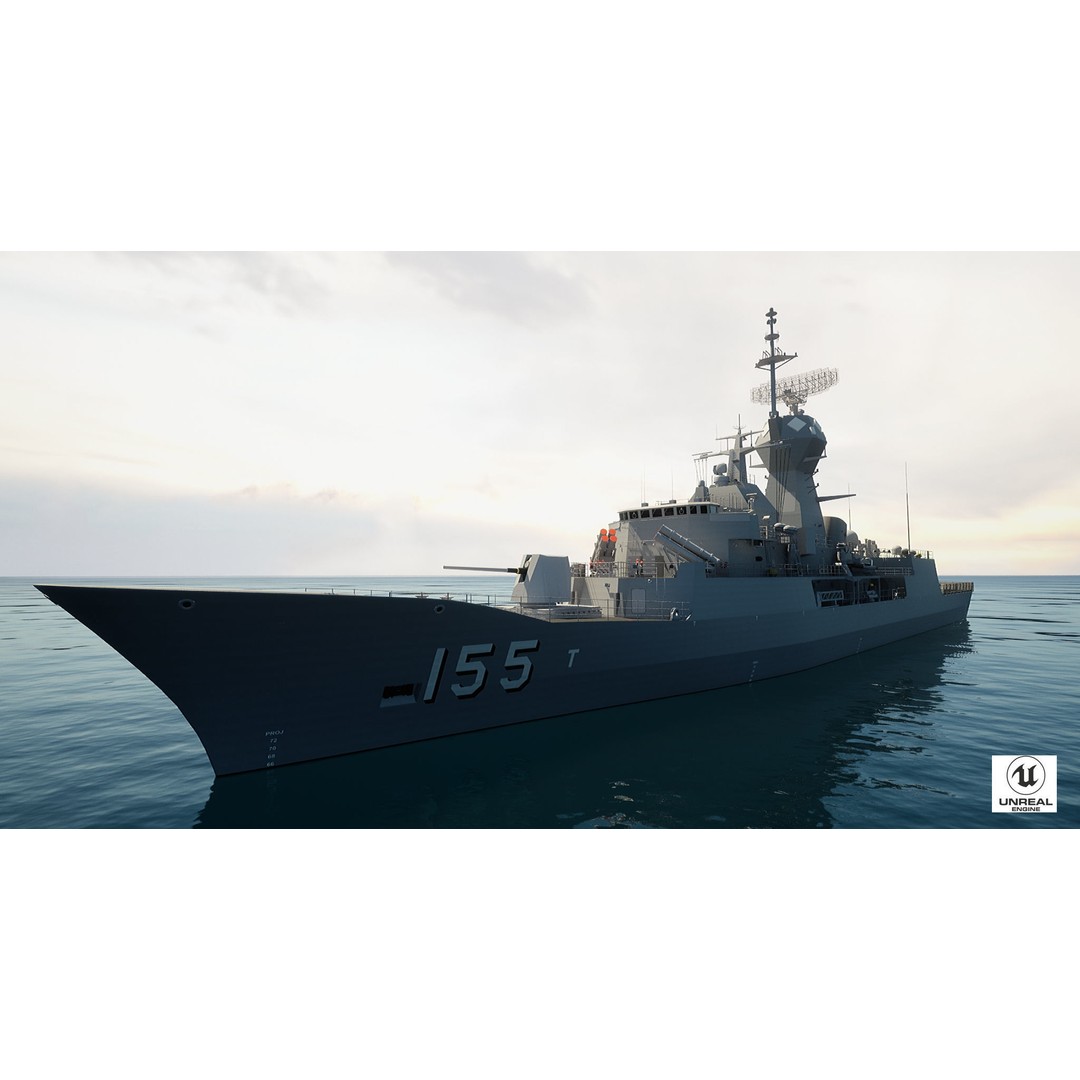 ANZAC MEKO Class Frigate 3D Model – Detailed Military Watercraft, FBX, PBR - View 4