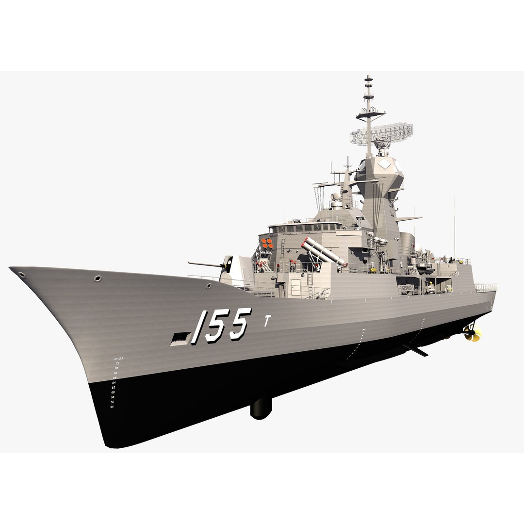 ANZAC MEKO Class Frigate 3D Model – Detailed Military Watercraft, FBX, PBR - View 6