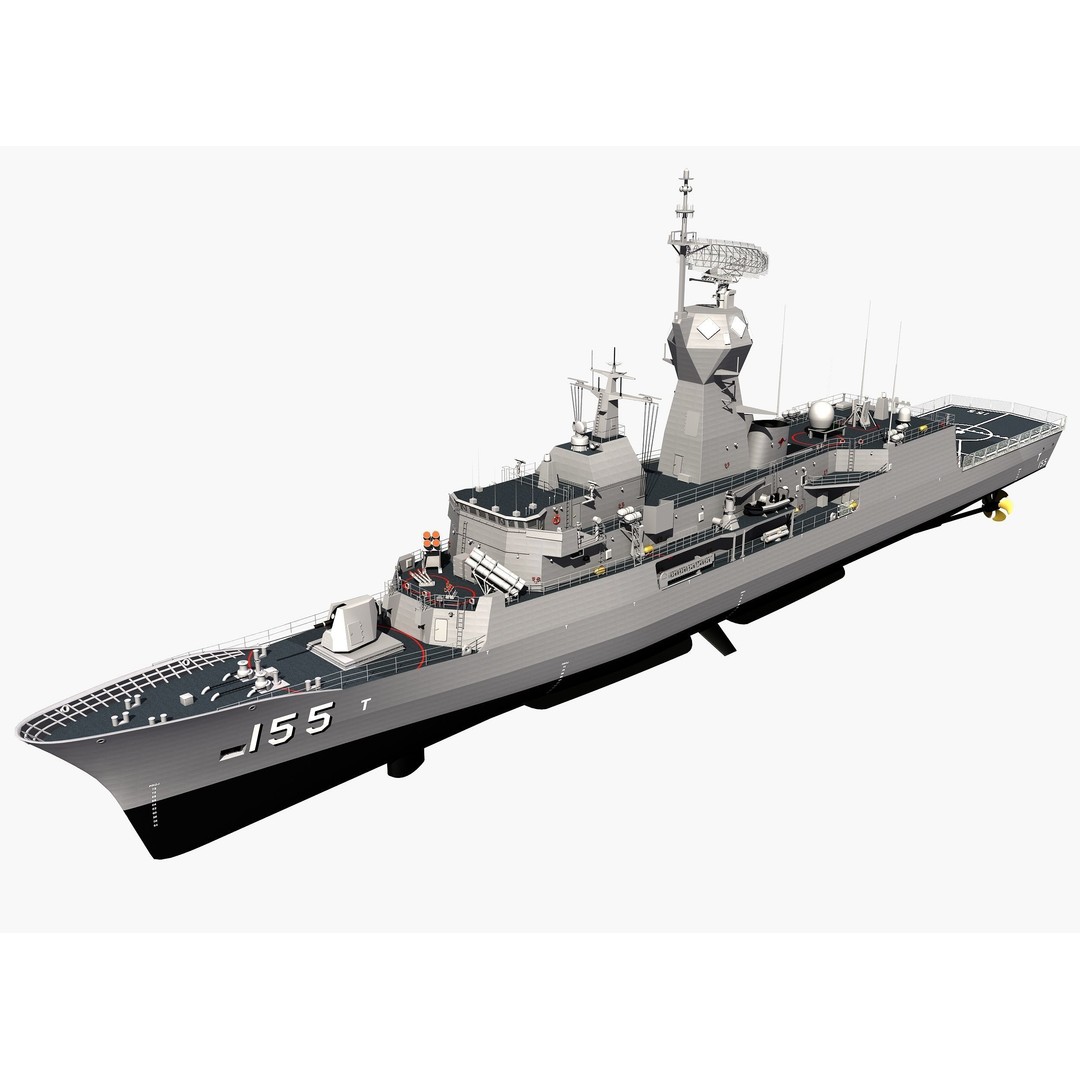 ANZAC MEKO Class Frigate 3D Model – Detailed Military Watercraft, FBX, PBR - View 9