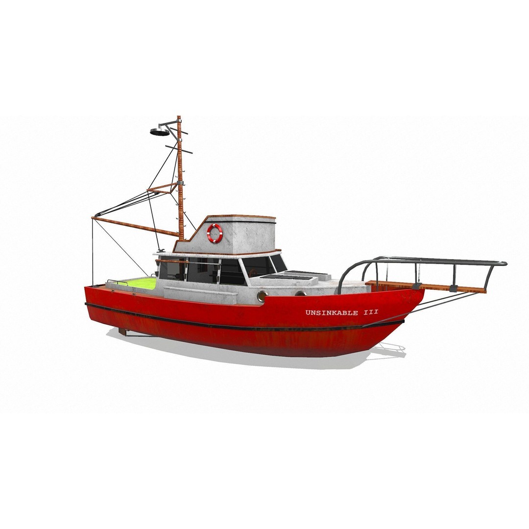 Fishing Boat 3D Model – Low Poly PBR Game Asset, FBX, OBJ - View 12