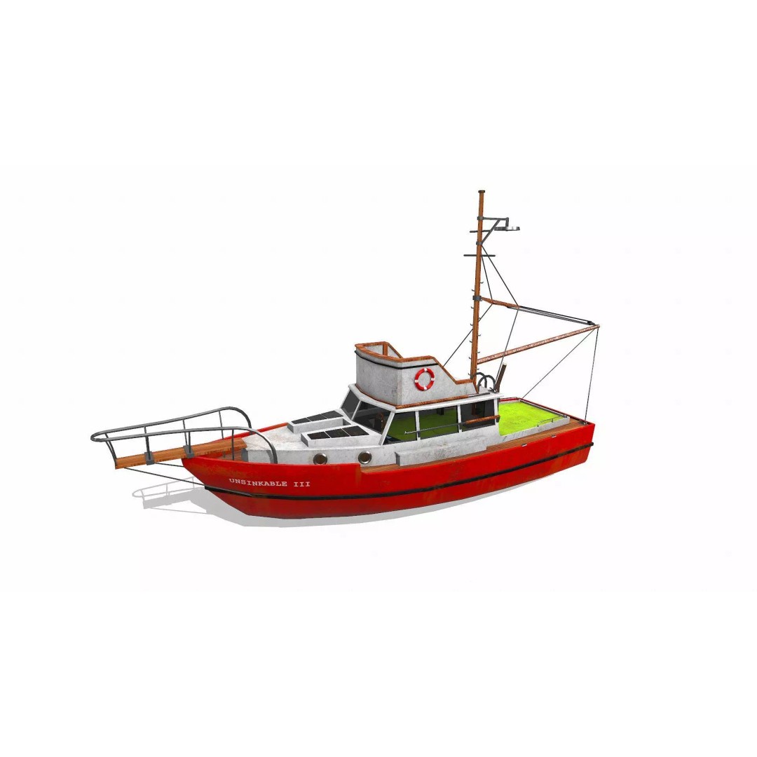 Fishing Boat 3D Model – Low Poly PBR Game Asset, FBX, OBJ - View 2