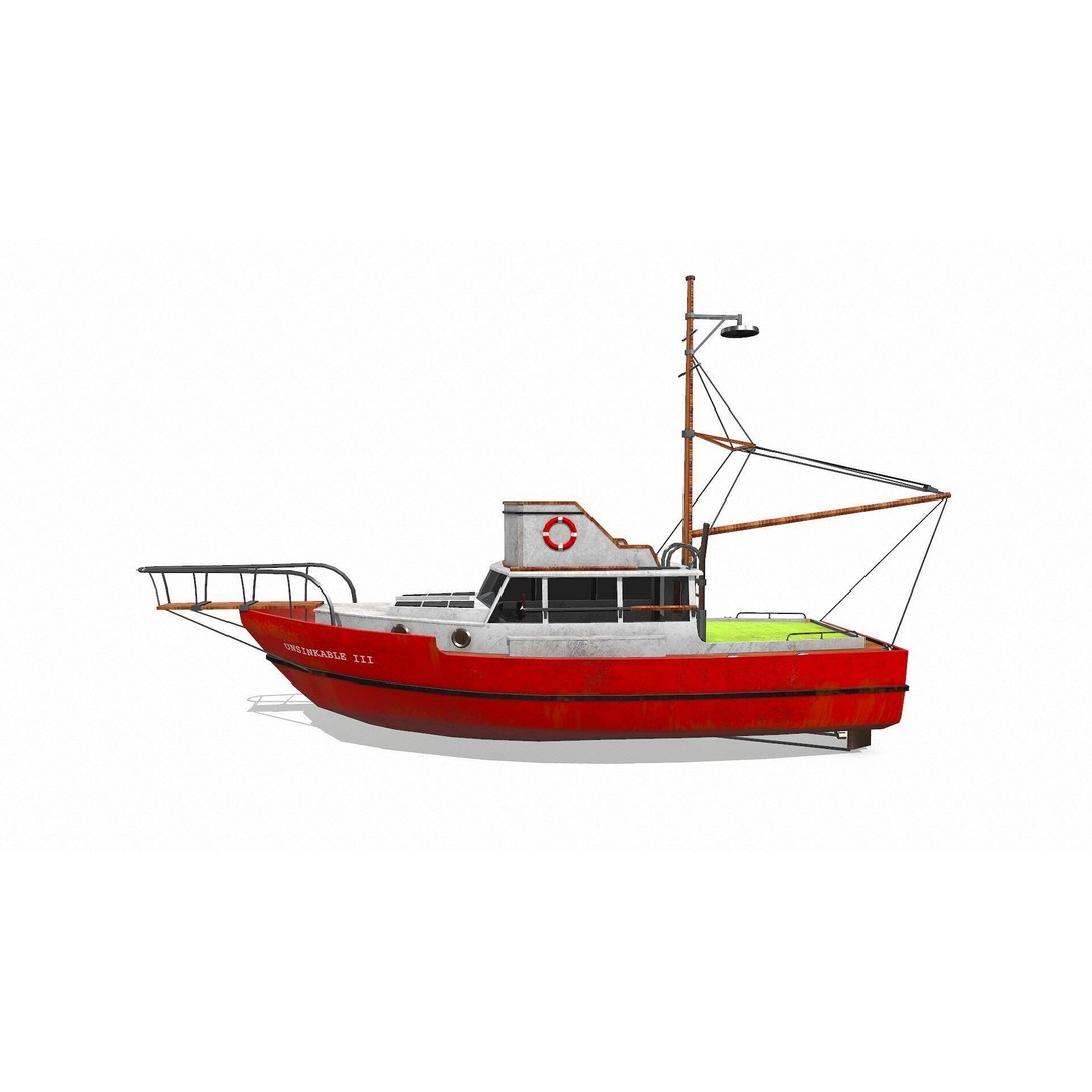 Fishing Boat 3D Model – Low Poly PBR Game Asset, FBX, OBJ - View 3