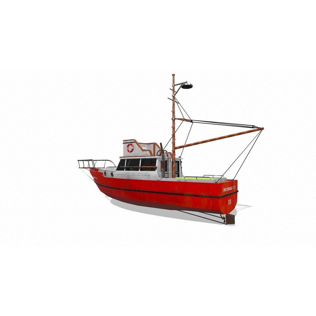 Fishing Boat 3D Model – Low Poly PBR Game Asset, FBX, OBJ - View 5
