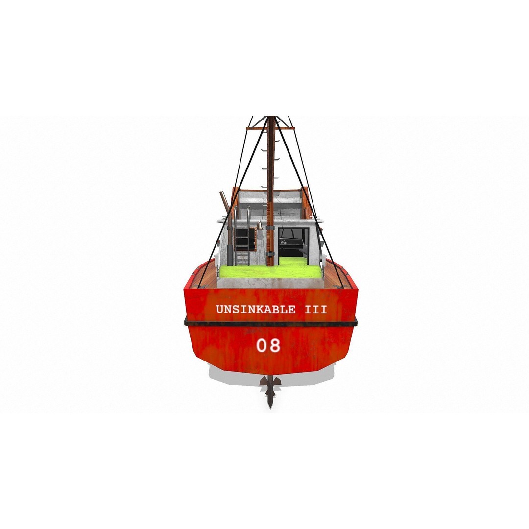 Fishing Boat 3D Model – Low Poly PBR Game Asset, FBX, OBJ - View 7