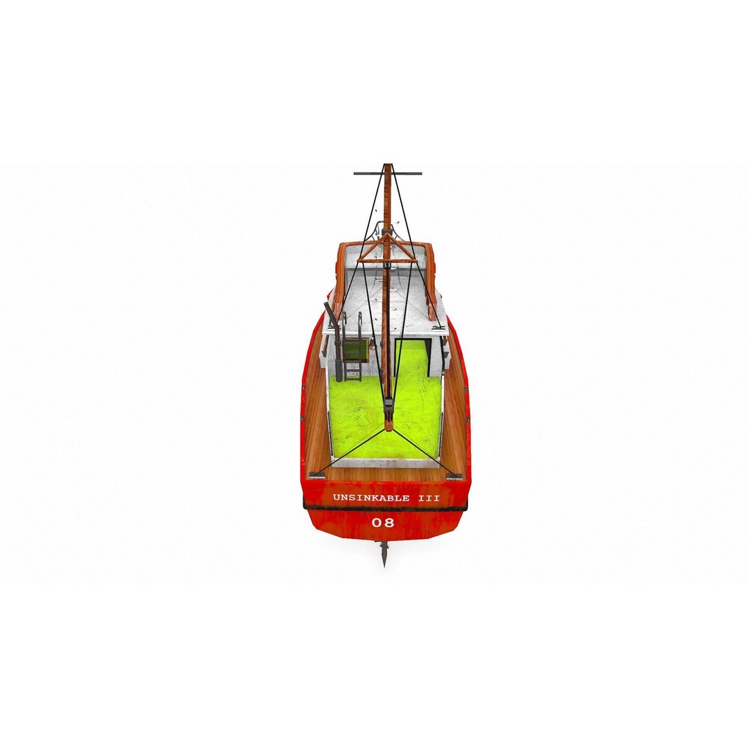 Fishing Boat 3D Model – Low Poly PBR Game Asset, FBX, OBJ - View 8