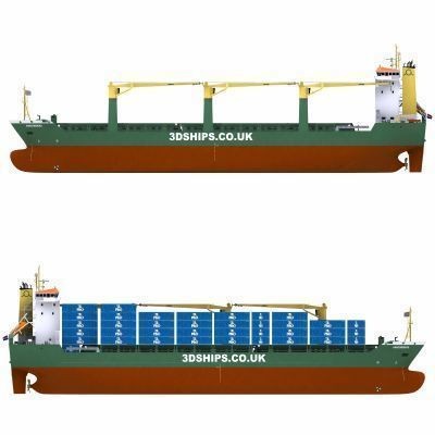 Multi-Purpose Cargo Vessel 3D Model – Industrial Ship Asset, FBX - View 4