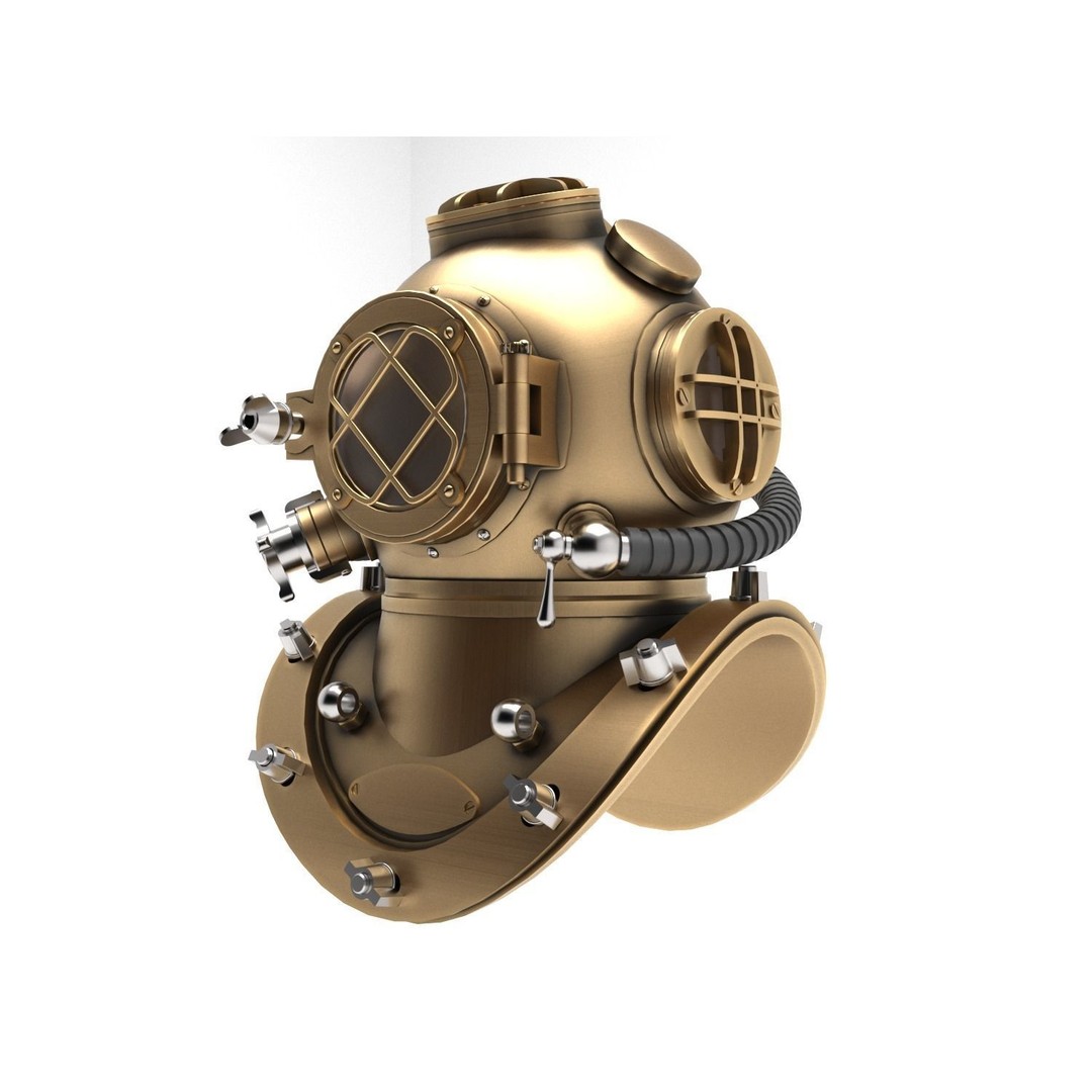 Diving Helmet 3D Model – Vintage Copper Design, FBX & OBJ Formats