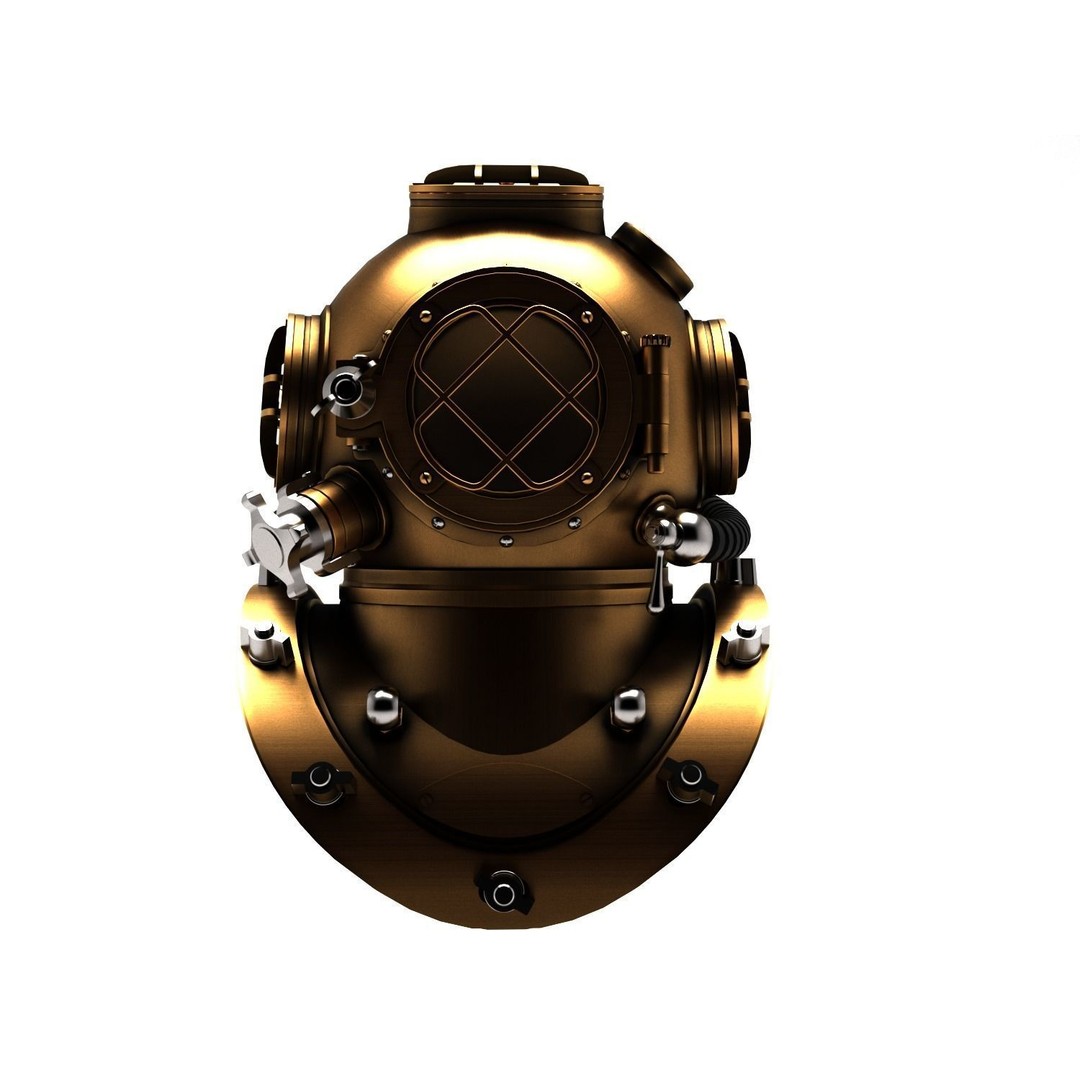 Diving Helmet 3D Model – Vintage Copper Design, FBX & OBJ Formats - View 3