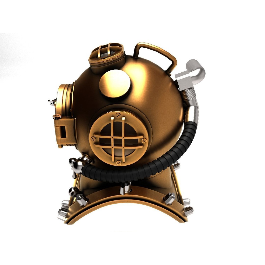 Diving Helmet 3D Model – Vintage Copper Design, FBX & OBJ Formats - View 5
