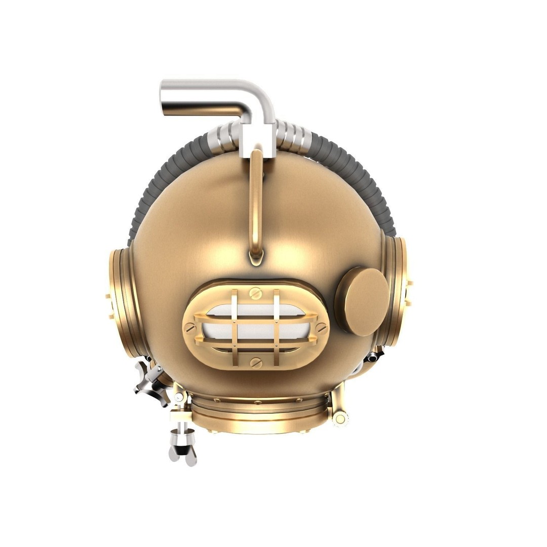 Diving Helmet 3D Model – Vintage Copper Design, FBX & OBJ Formats - View 8