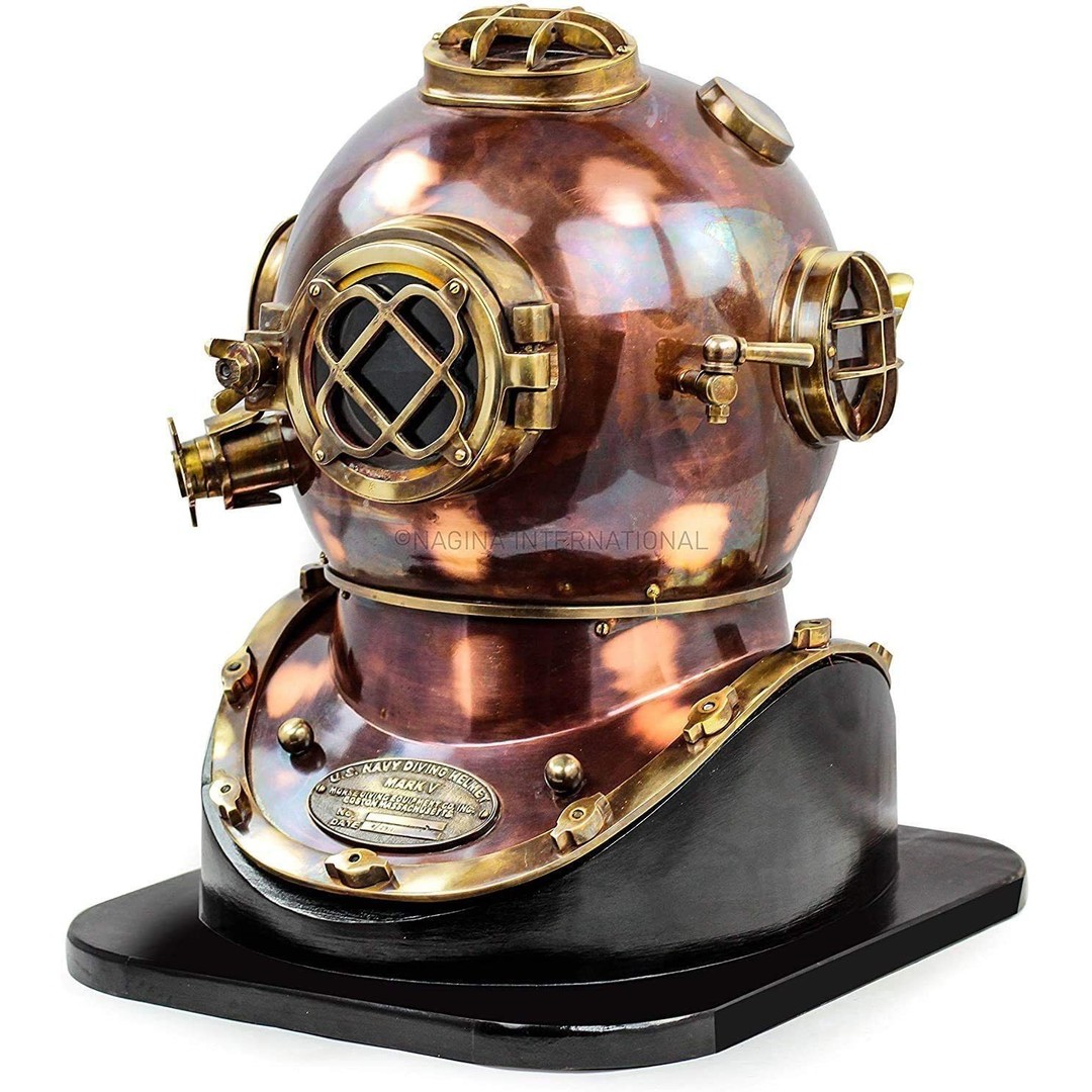 Diving Helmet 3D Model – Vintage Copper Design, FBX & OBJ Formats - View 9