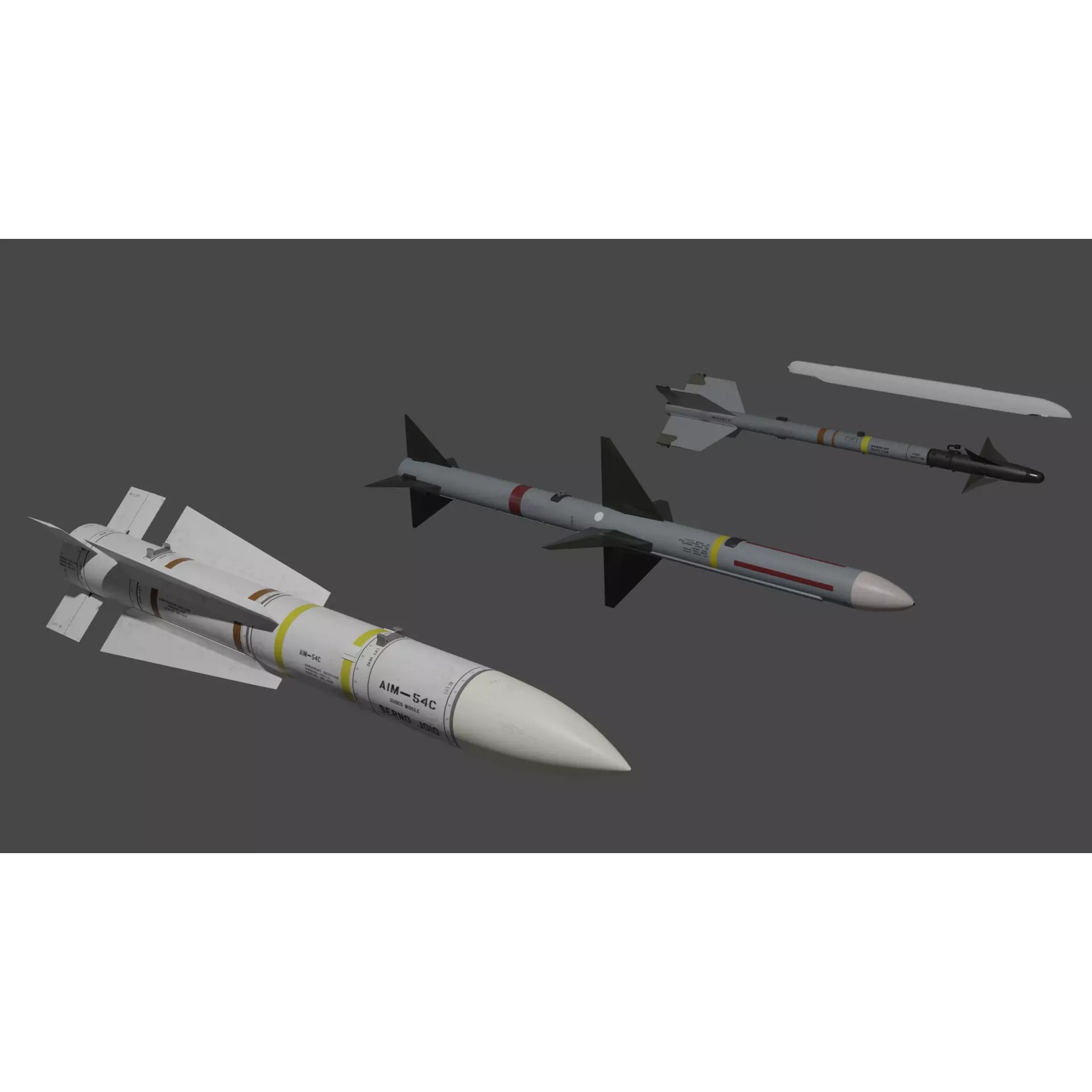 NATO Aircraft Missile Set - Game-Ready 3D Model - View 2