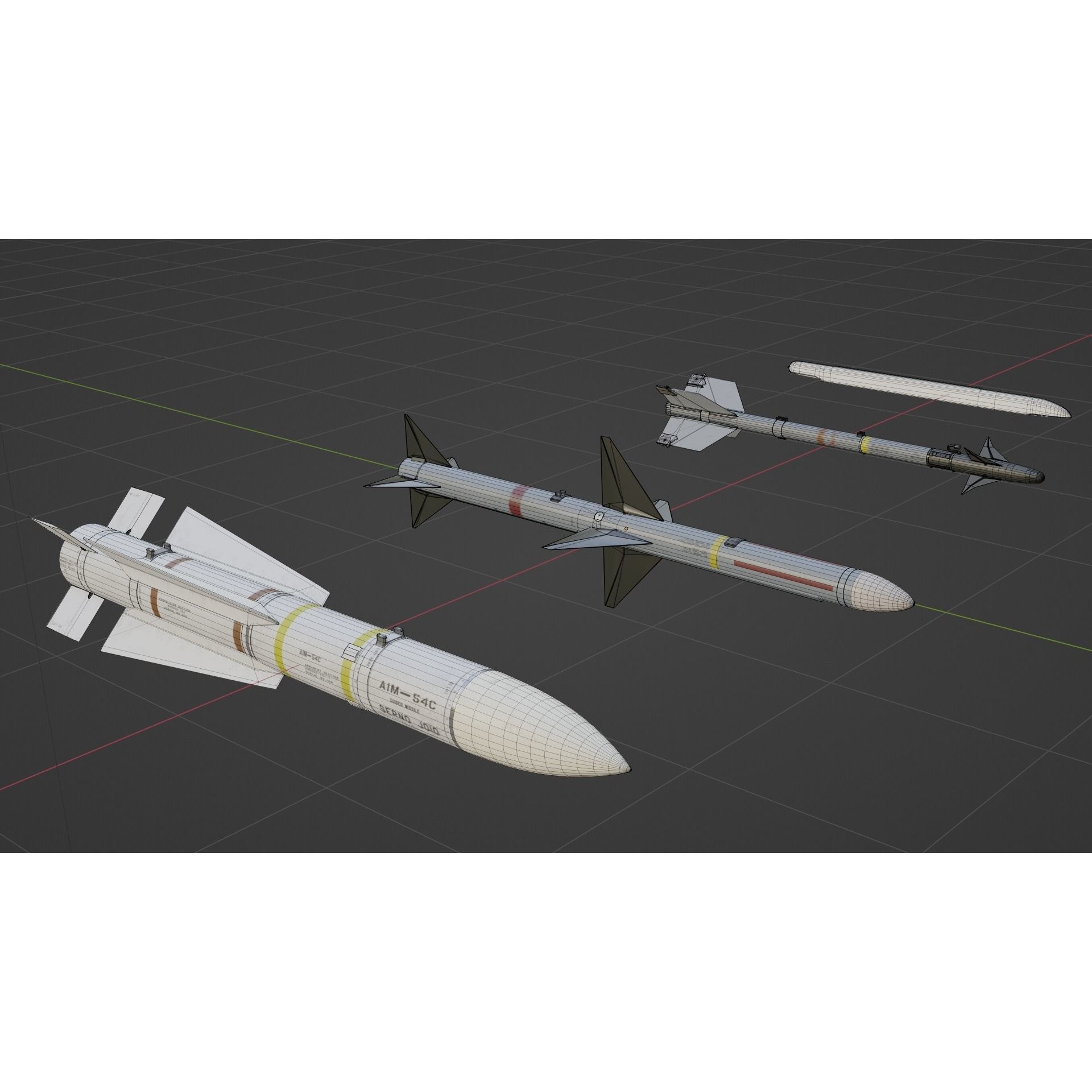 NATO Aircraft Missile Set - Game-Ready 3D Model - View 3