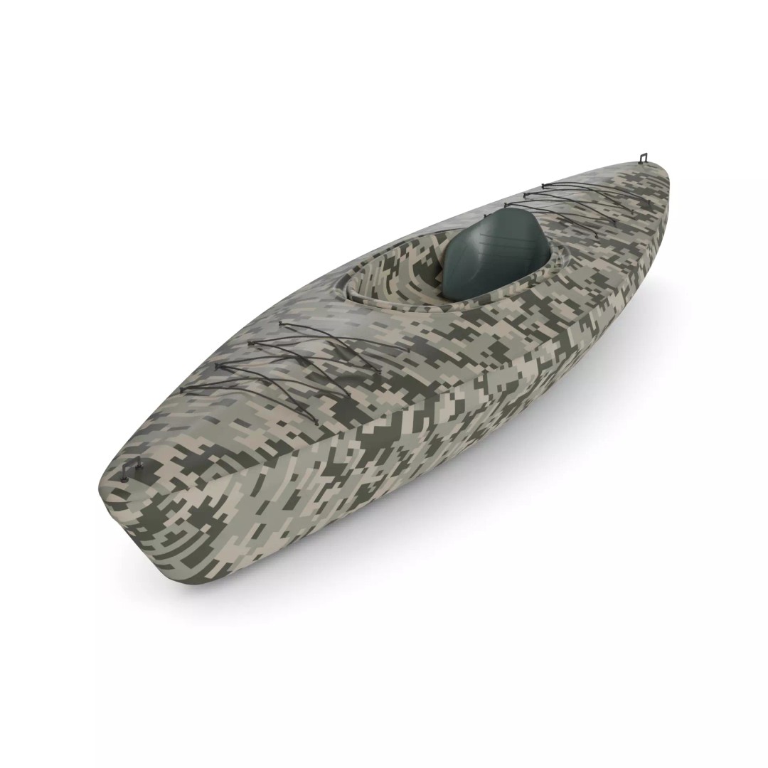 Kayak 3D Model – Recreational Watercraft with Camouflage Pattern, FBX