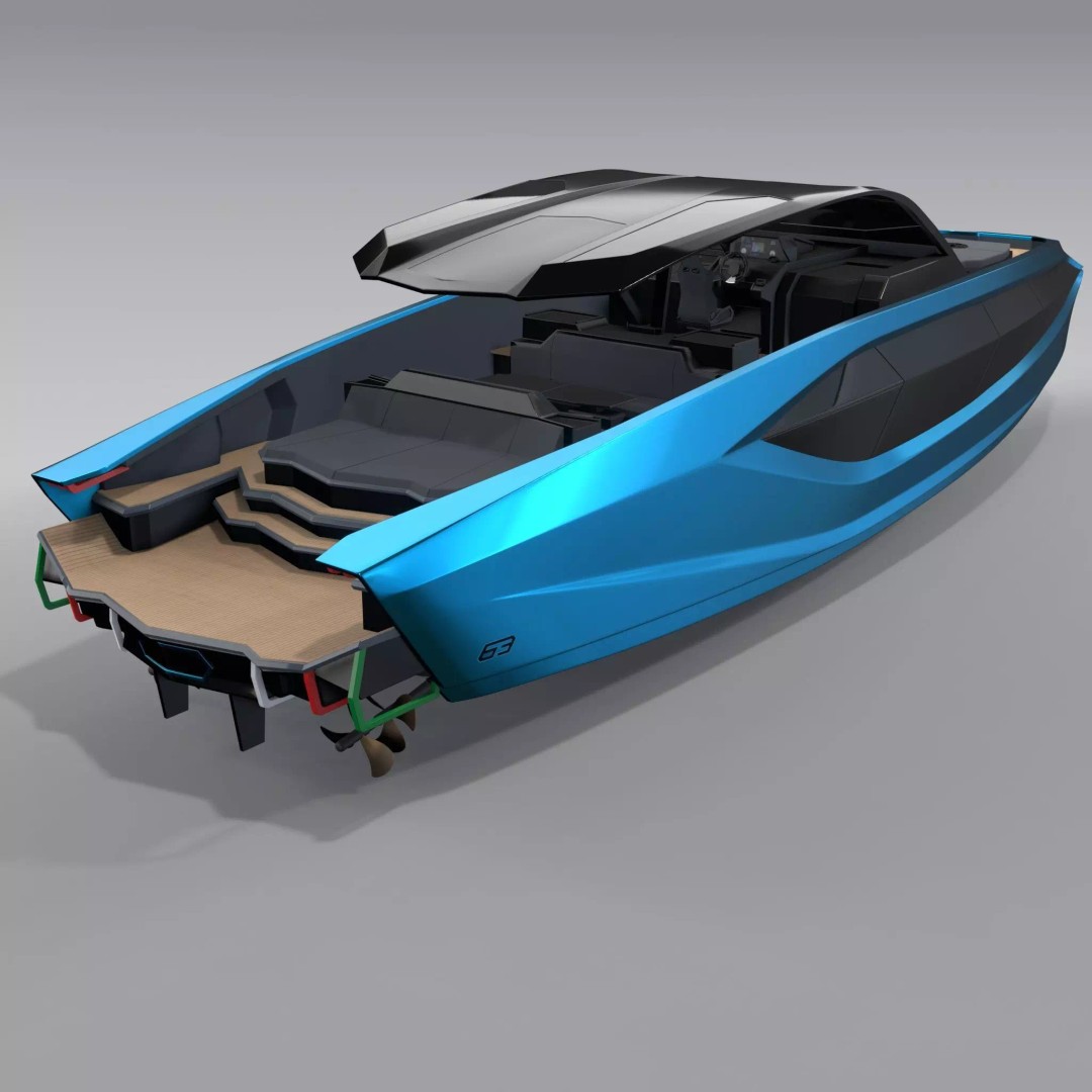 Tecnomar 63 Motor Yacht 3D Model – Luxury Speedboat, PBR Textures - View 2