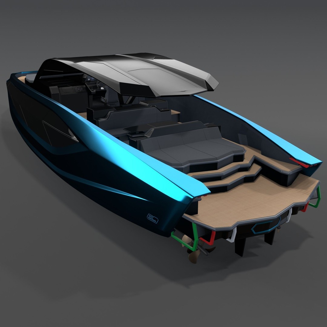 Tecnomar 63 Motor Yacht 3D Model – Luxury Speedboat, PBR Textures - View 4