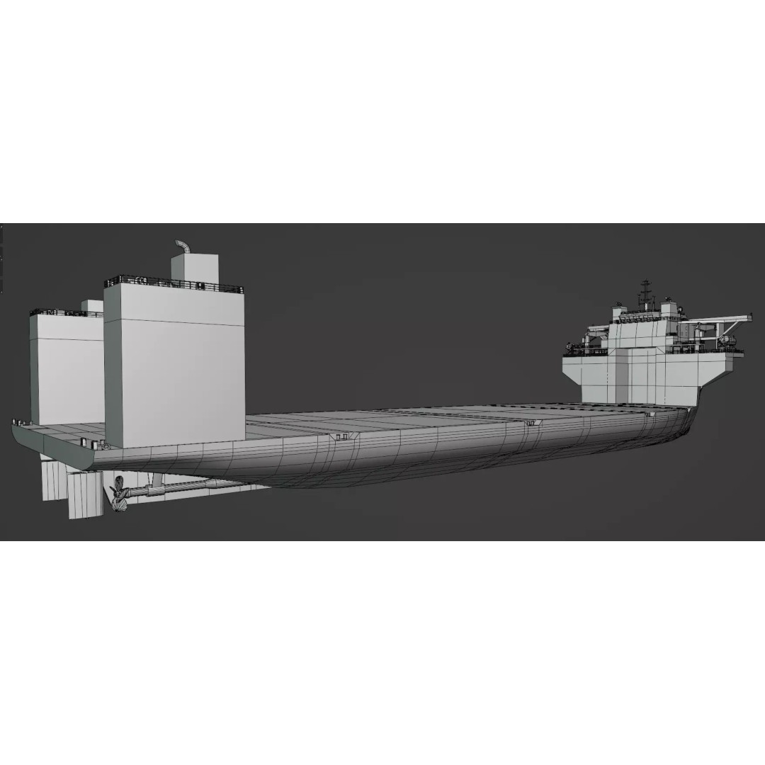Heavy Load Carrier 3D Model – Low Poly Industrial Watercraft, FBX - View 10