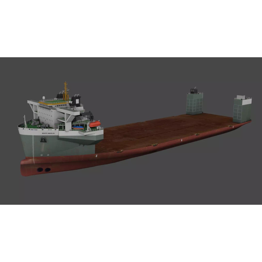 Heavy Load Carrier 3D Model – Low Poly Industrial Watercraft, FBX - View 12