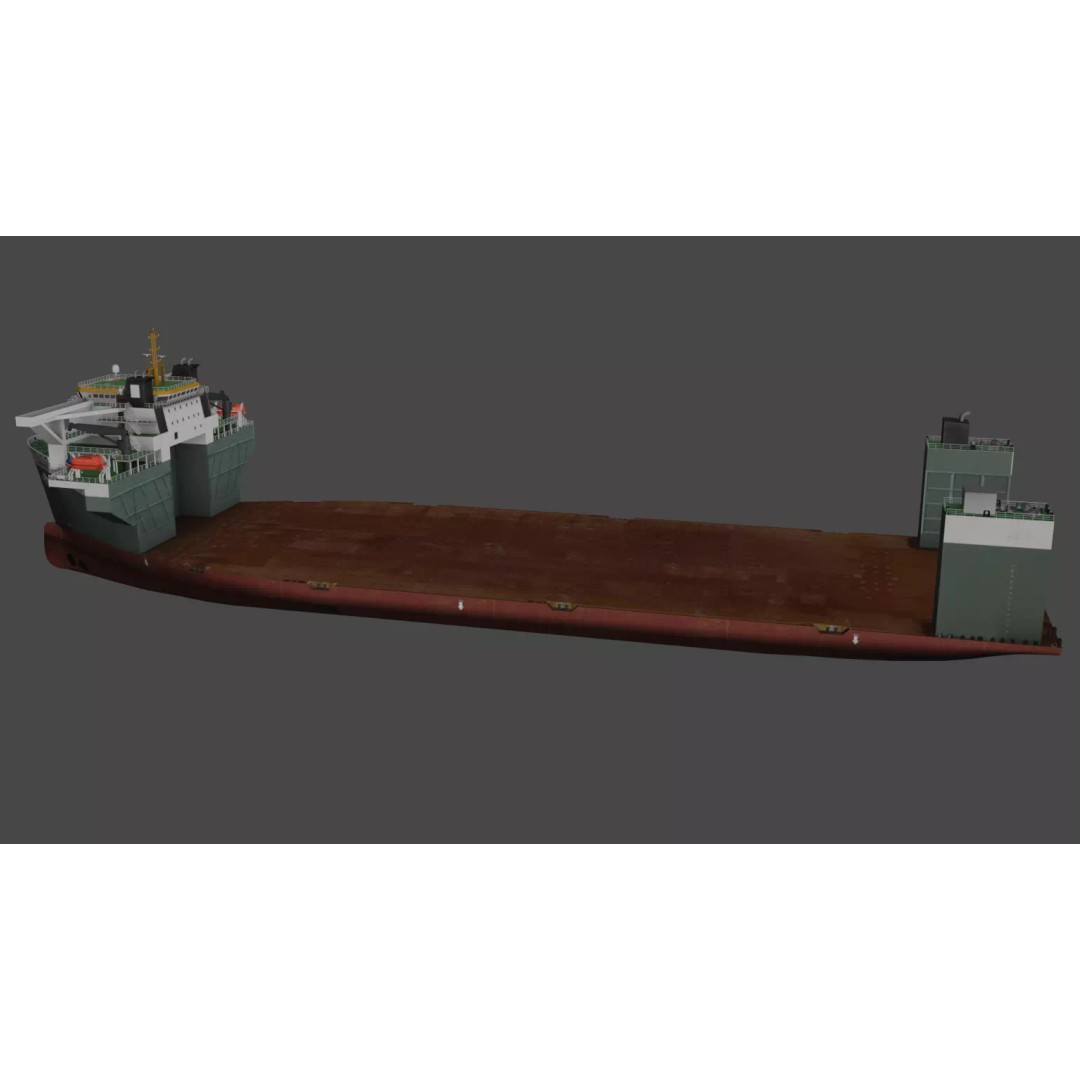 Heavy Load Carrier 3D Model – Low Poly Industrial Watercraft, FBX - View 13
