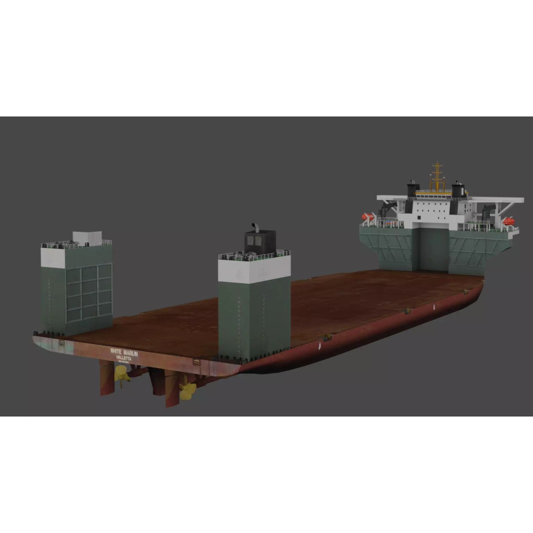 Heavy Load Carrier 3D Model – Low Poly Industrial Watercraft, FBX - View 14