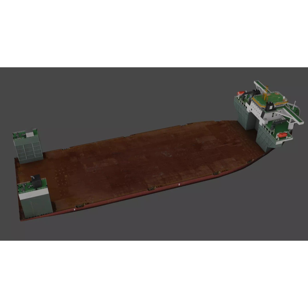 Heavy Load Carrier 3D Model – Low Poly Industrial Watercraft, FBX - View 15