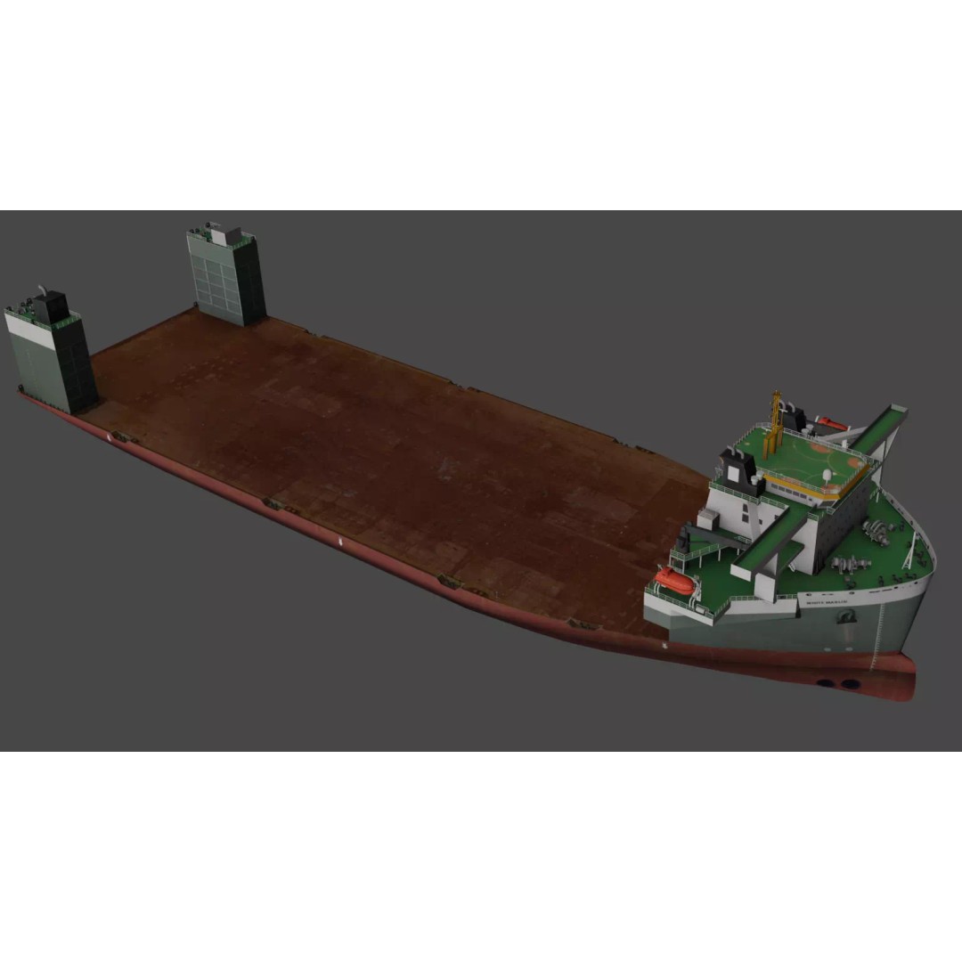 Heavy Load Carrier 3D Model – Low Poly Industrial Watercraft, FBX - View 16