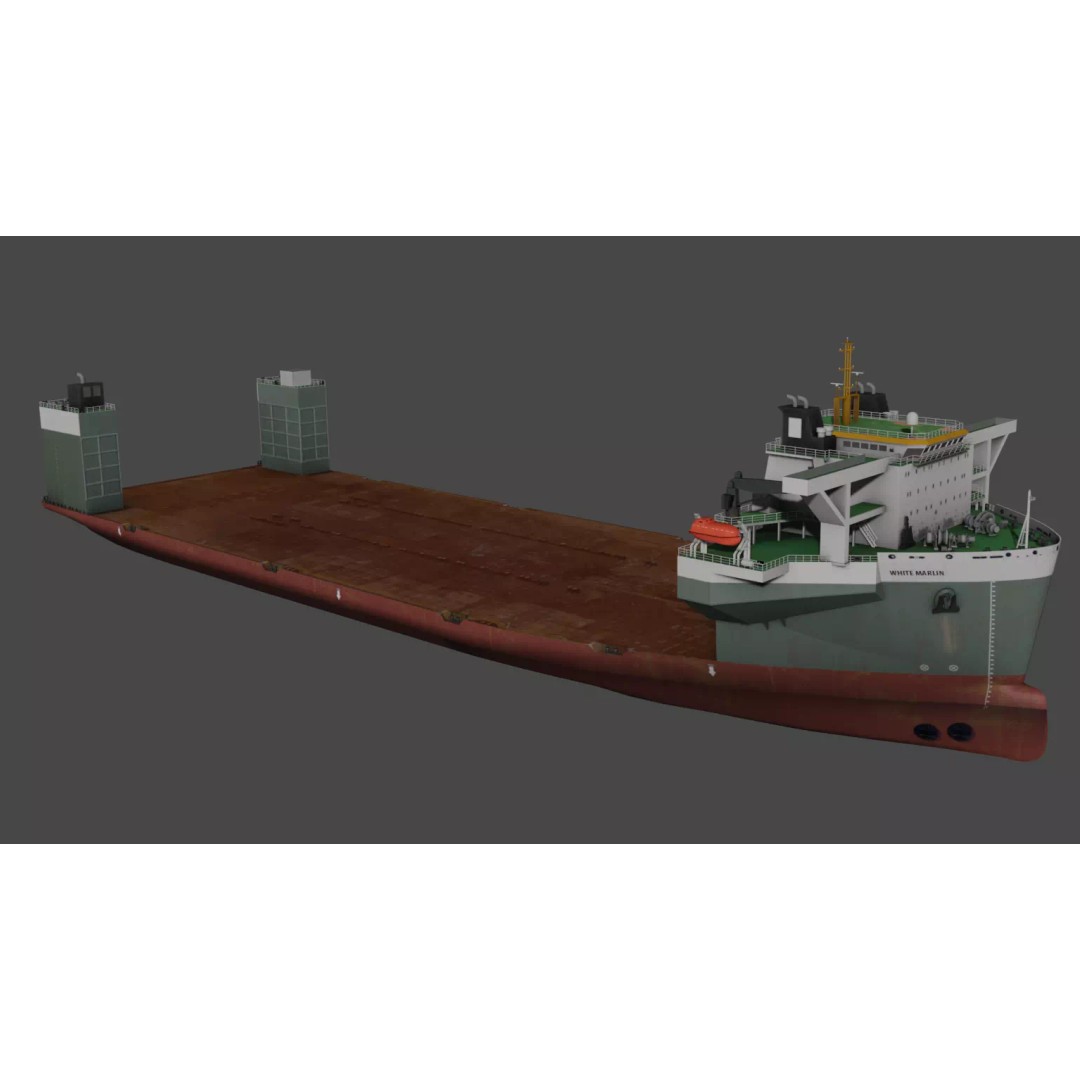 Heavy Load Carrier 3D Model – Low Poly Industrial Watercraft, FBX - View 2