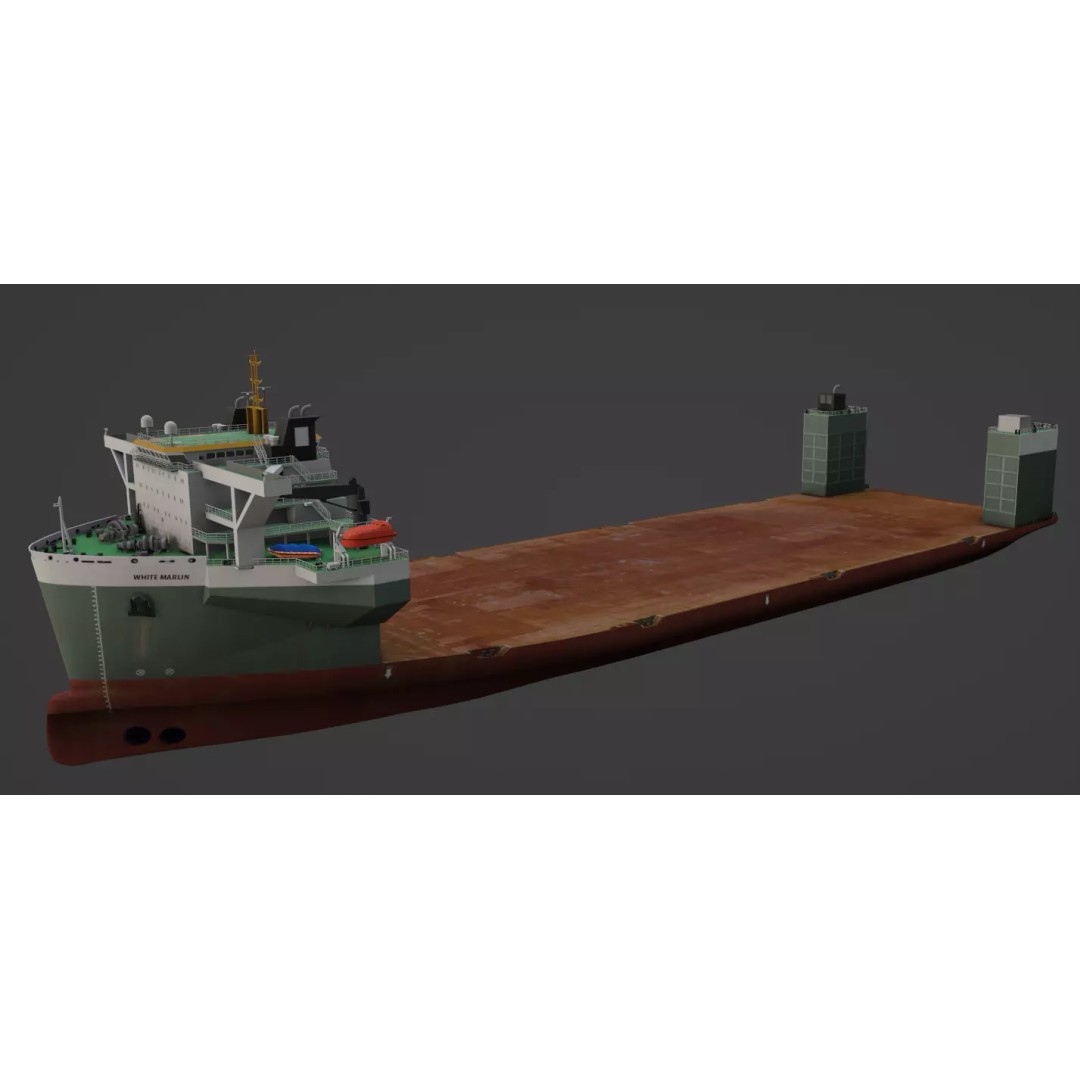 Heavy Load Carrier 3D Model – Low Poly Industrial Watercraft, FBX - View 4