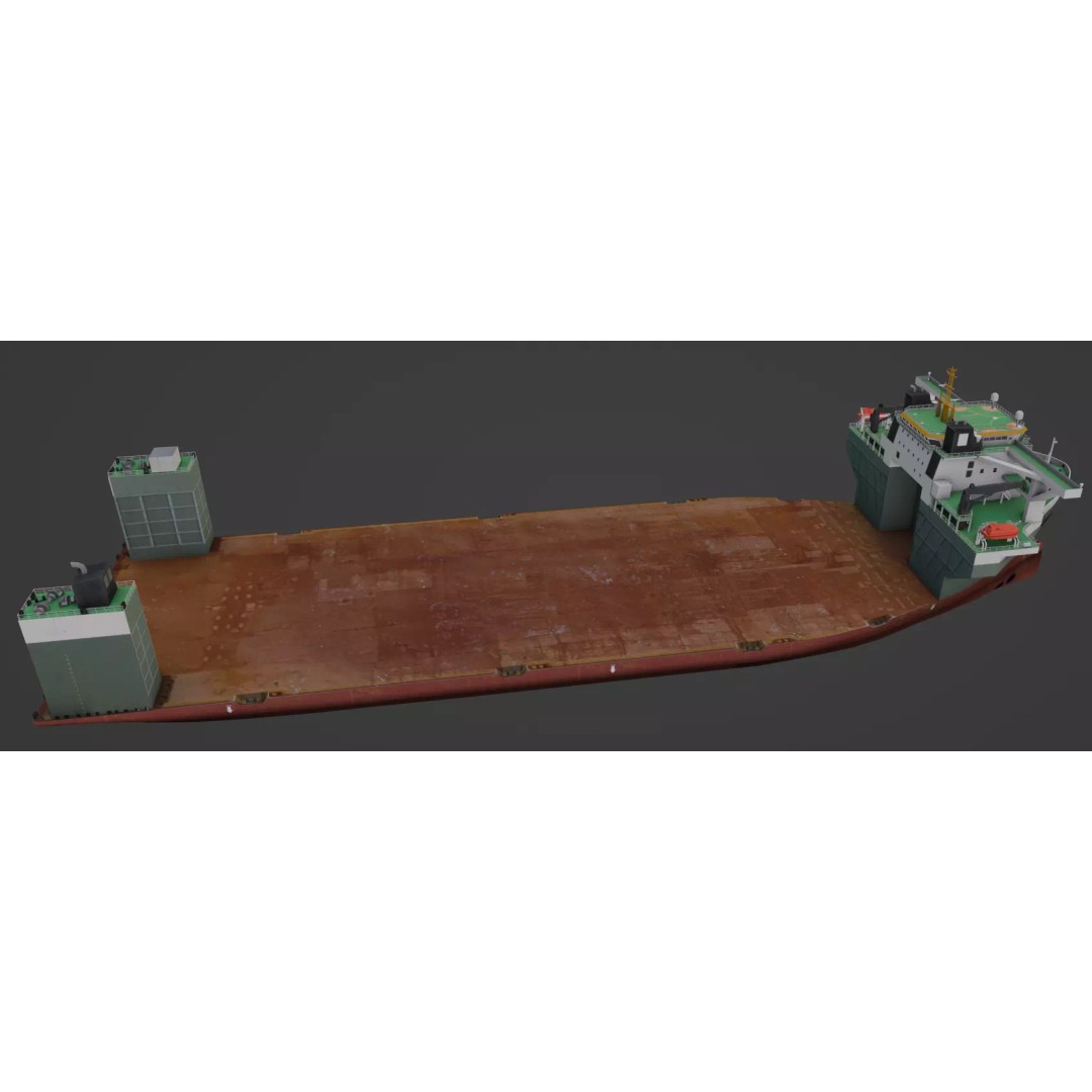 Heavy Load Carrier 3D Model – Low Poly Industrial Watercraft, FBX - View 5