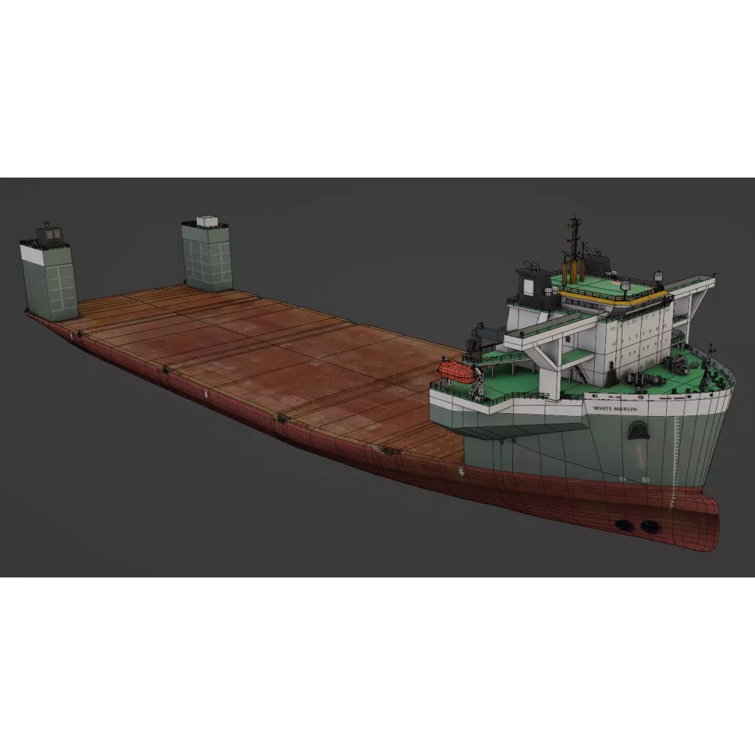 Heavy Load Carrier 3D Model – Low Poly Industrial Watercraft, FBX - View 6