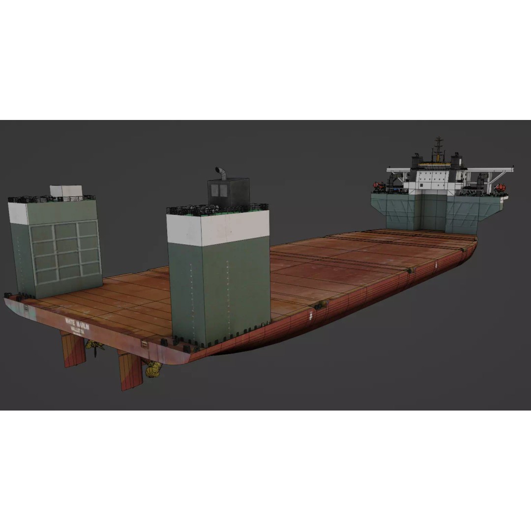 Heavy Load Carrier 3D Model – Low Poly Industrial Watercraft, FBX - View 7