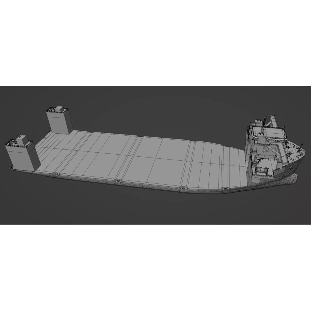 Heavy Load Carrier 3D Model – Low Poly Industrial Watercraft, FBX - View 8