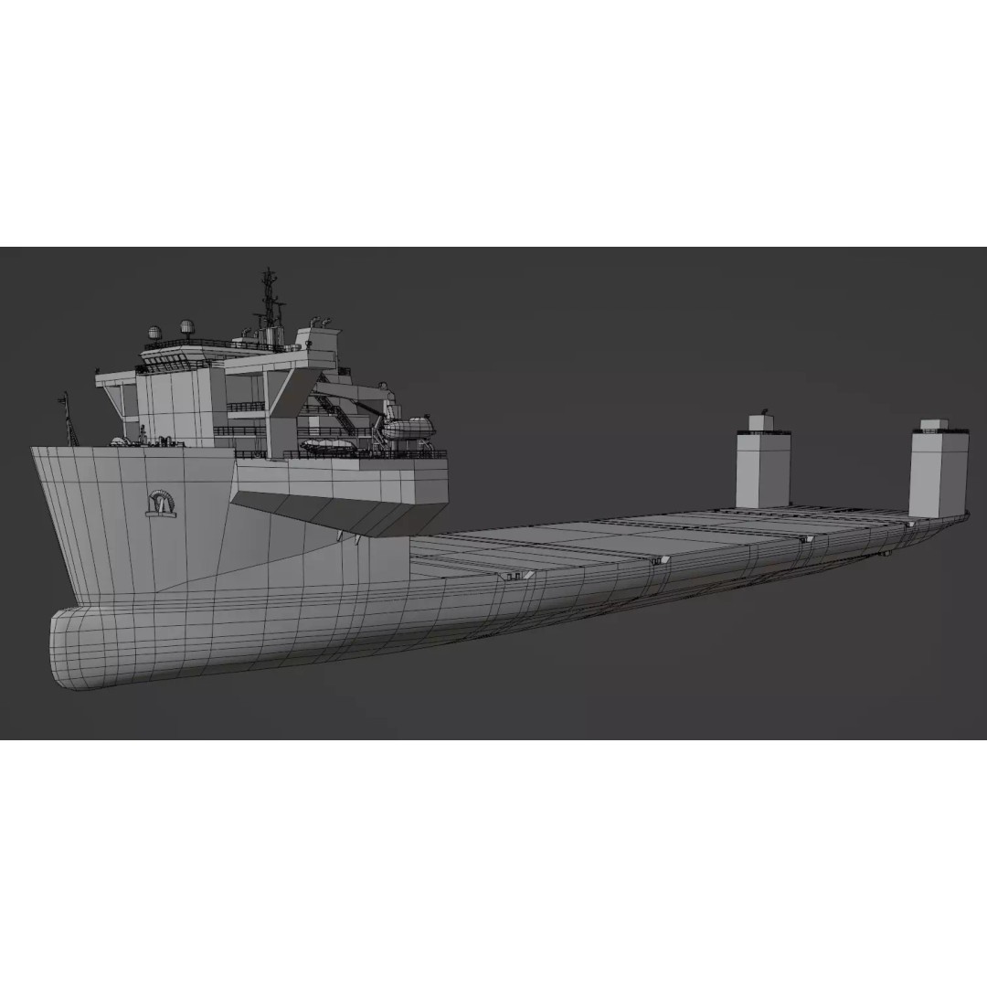 Heavy Load Carrier 3D Model – Low Poly Industrial Watercraft, FBX - View 9