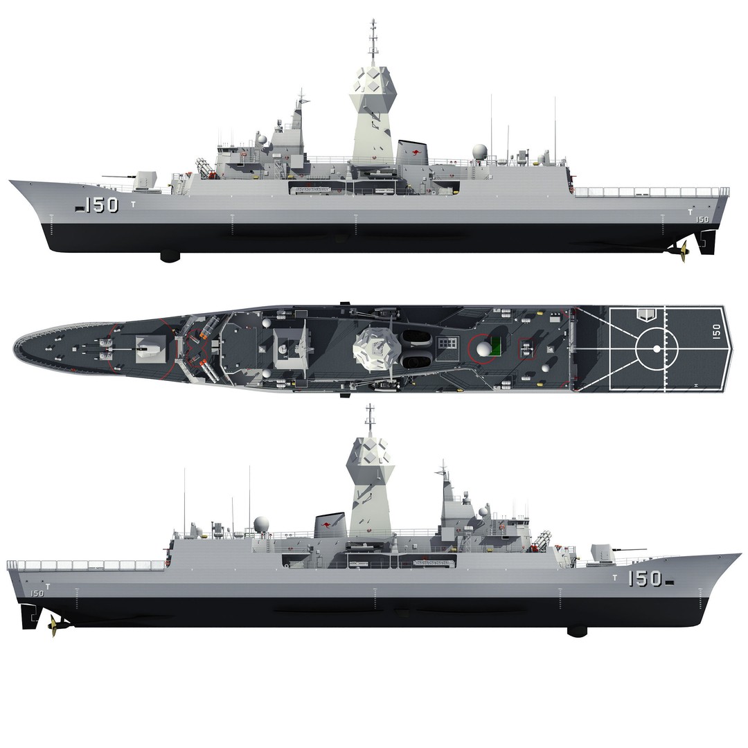 ANZAC MEKO Class Frigate 3D Model – High Poly Game Asset, FBX, OBJ - View 6