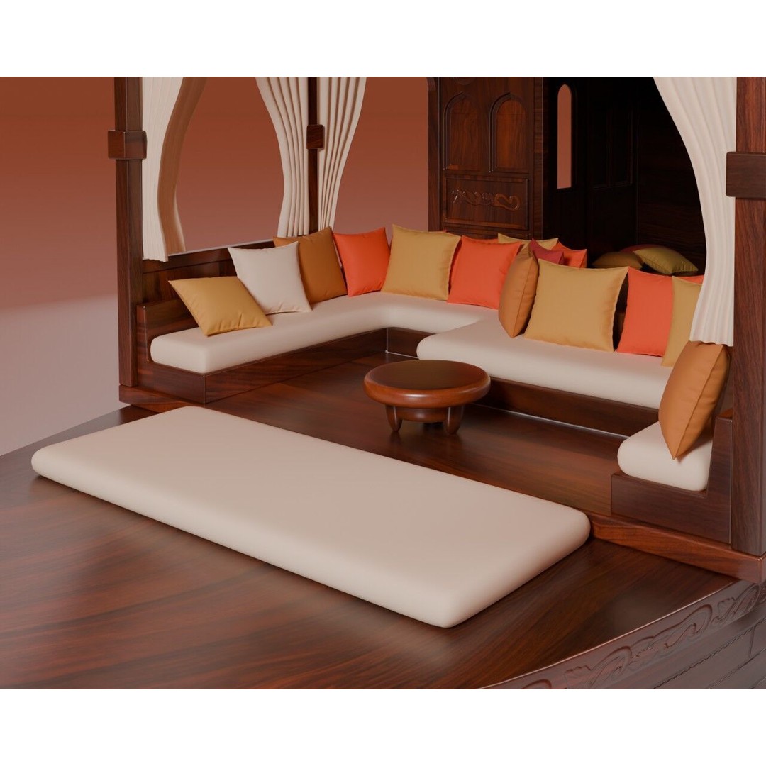 Houseboat 3D Model – Low Poly Traditional Wooden Design, FBX - View 11